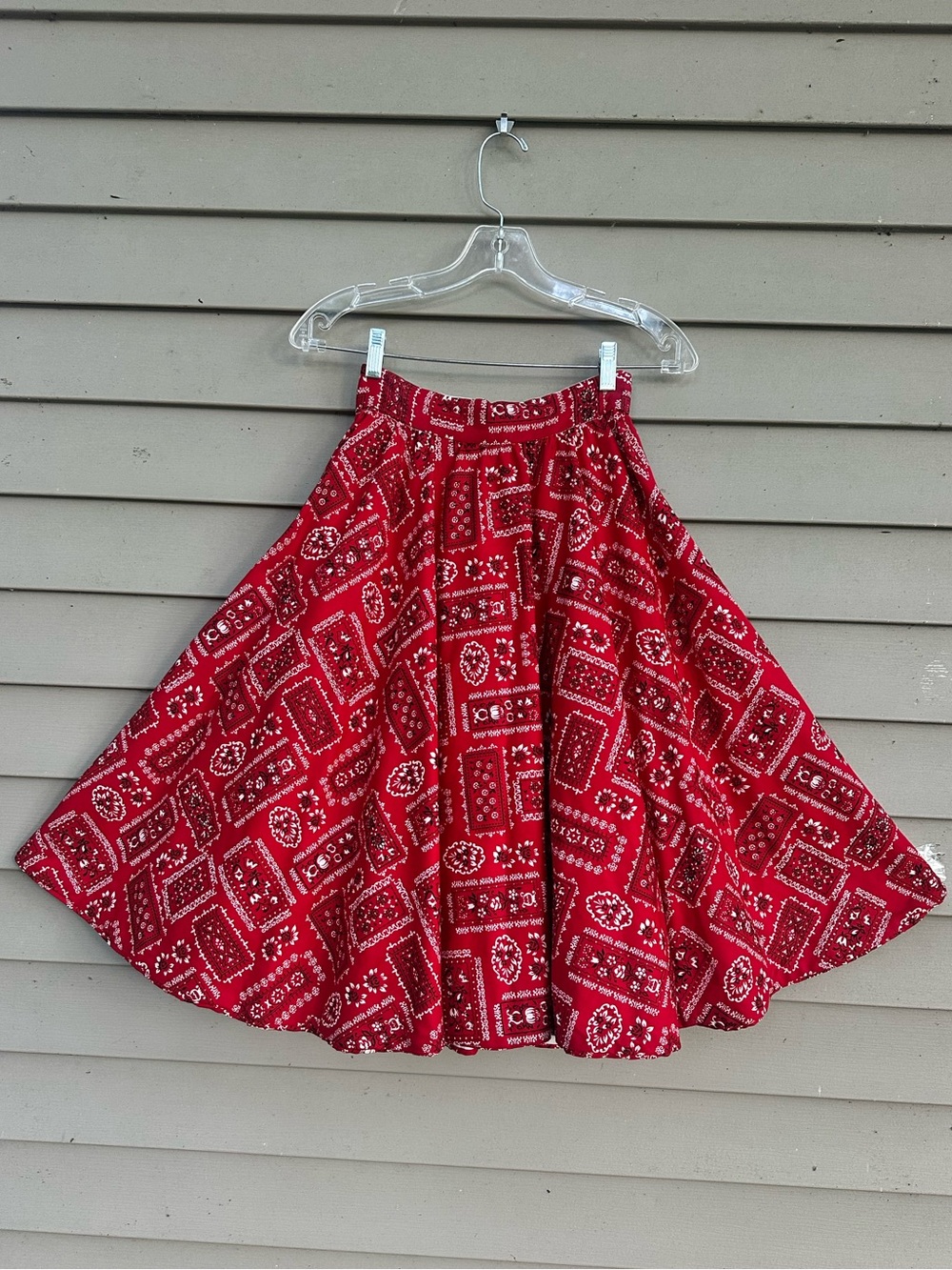 Vintage bandana print skirt full circle western reversible